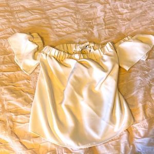 Womens Milly Petite Off The Shoulder Cream Top
